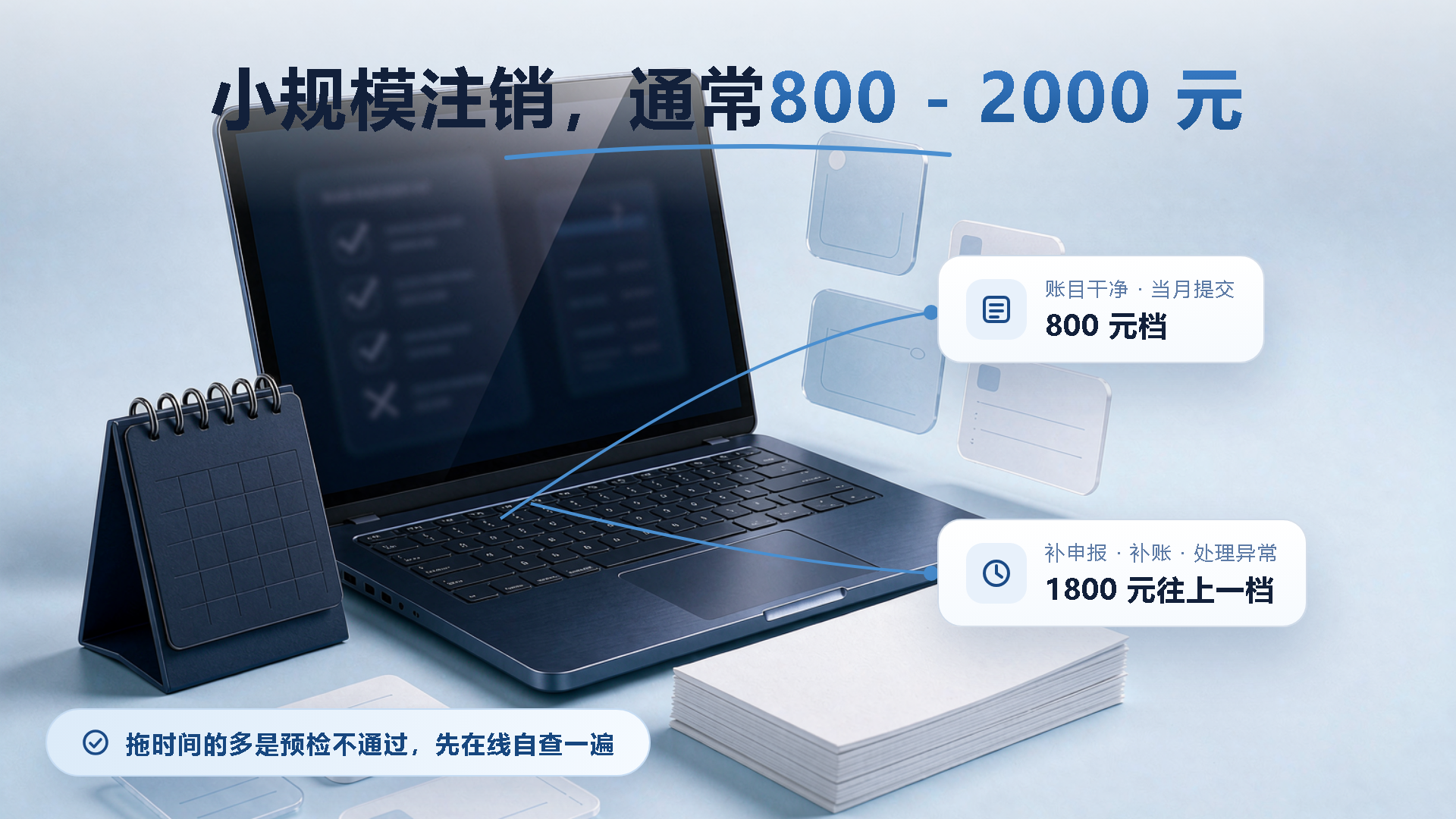 小规模纳税人注销代办报价 800-2000 元，差距在有没有未申报月份和领过发票